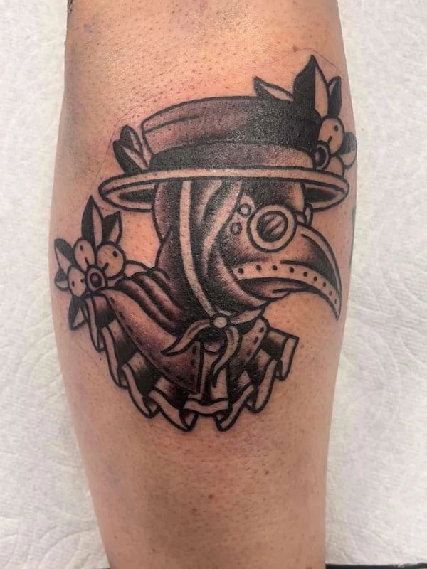Traditional medical themed tattoo with classic American traditional elements