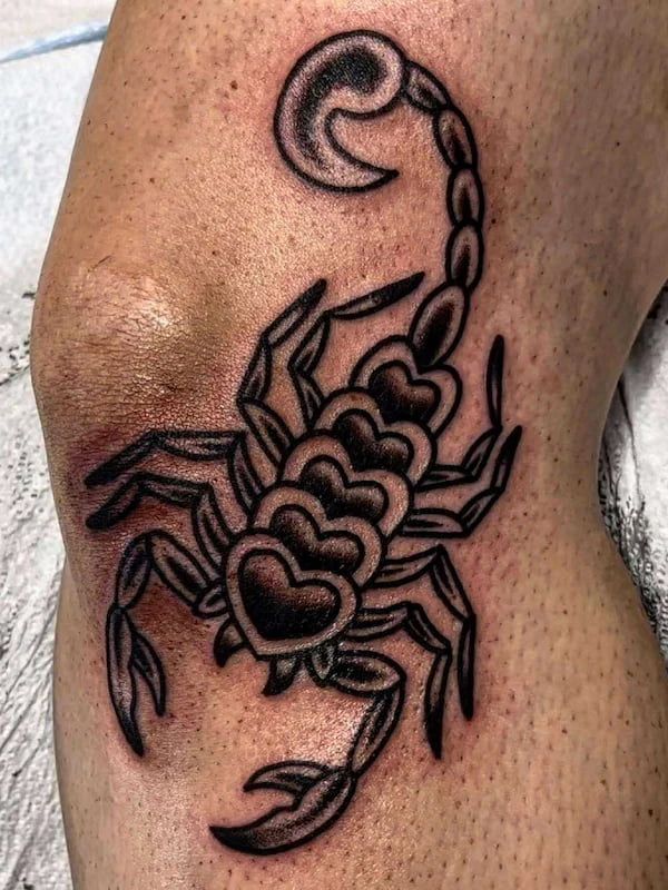 Traditional scorpion tattoo with bold lines and classic shading